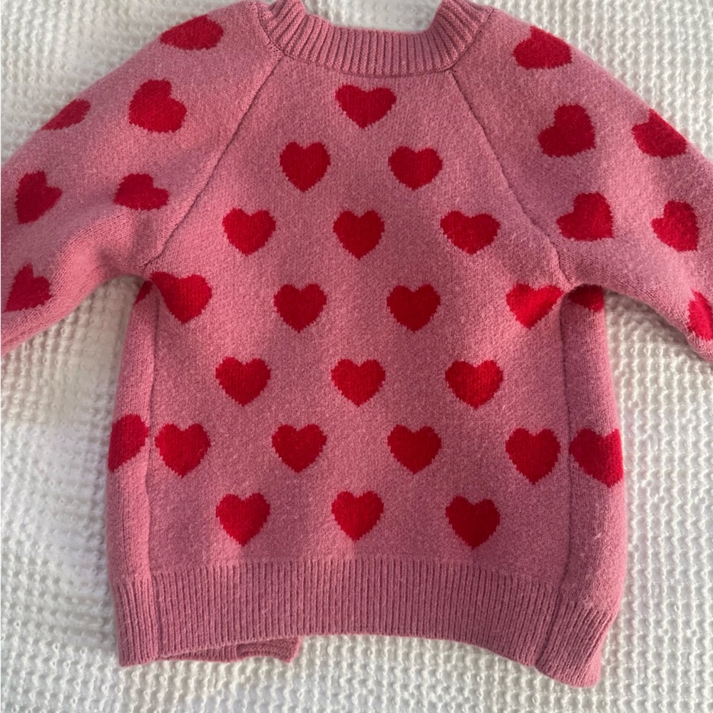 Pink Heart Knit Cardigan with Red Hearts - Picture 5 of 5